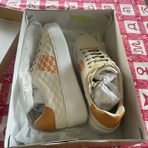 Michael Kors White and Orange Fashion Sneakers